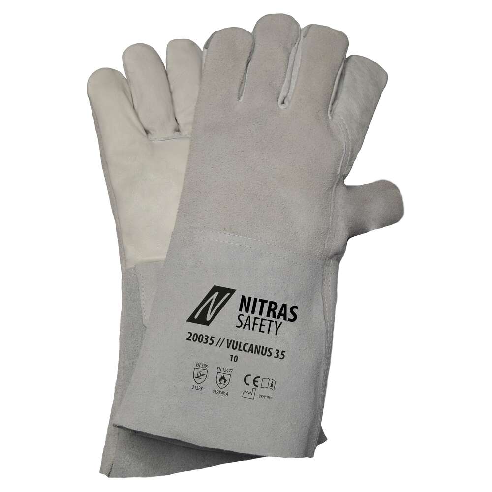 NITRAS VULCANUS 35, Schweißerhandschuhe, grau