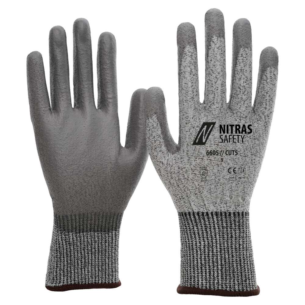NITRAS CUT D, Schnittschutzhandschuhe, grau / grau