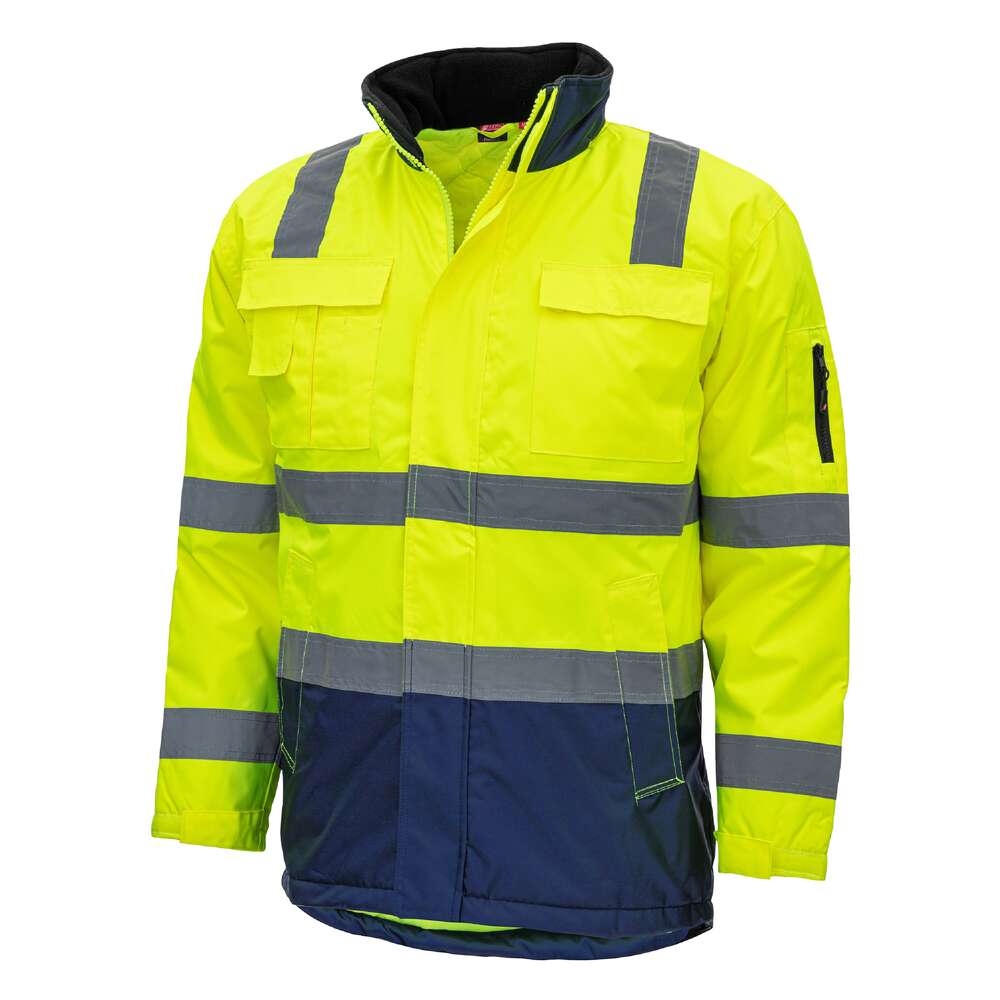 NITRAS MOTION TEX VIZ, Warn-Arbeitsparka, neongelb / marineblau