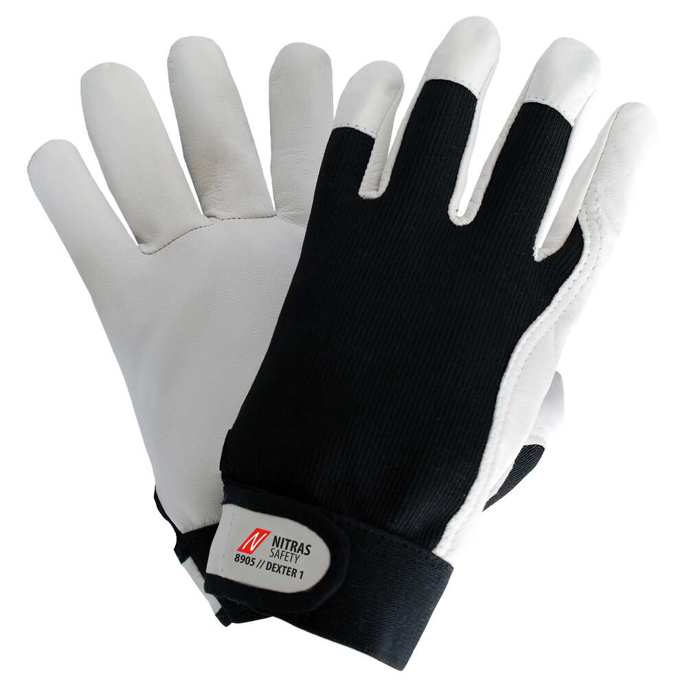 NITRAS DEXTER 1, Mechanikerhandschuhe, grau / schwarz